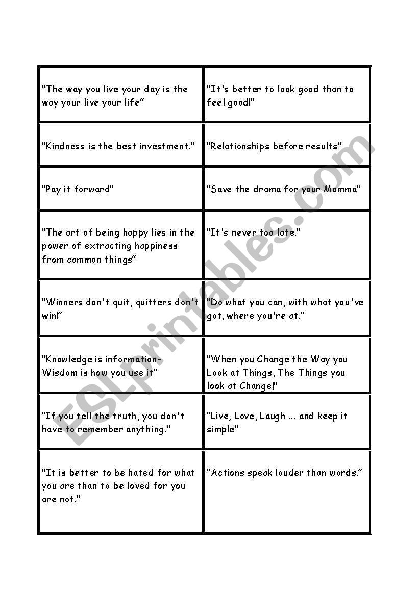Discussion about Mottos worksheet