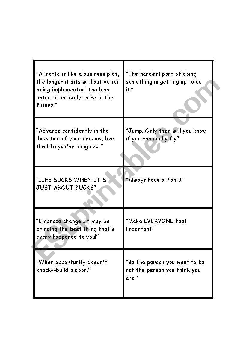 Business Mottos worksheet