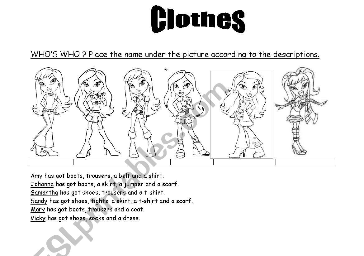 clothes worksheet