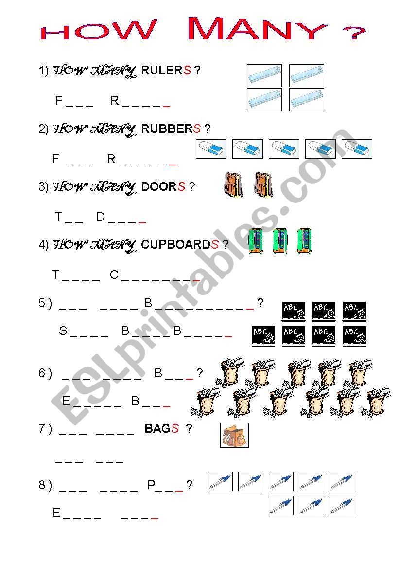 HOW  MANY .....?  worksheet