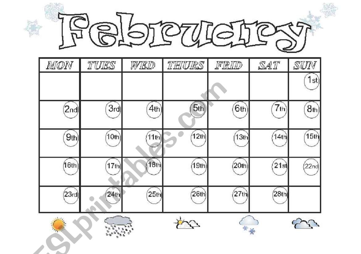 calendar and weather worksheet