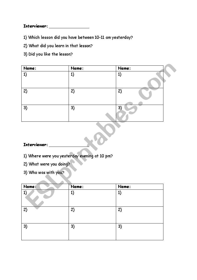 past tense questions worksheet