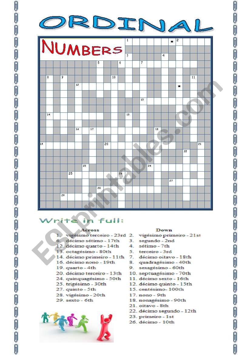 ORDINAL NUMBERS worksheet