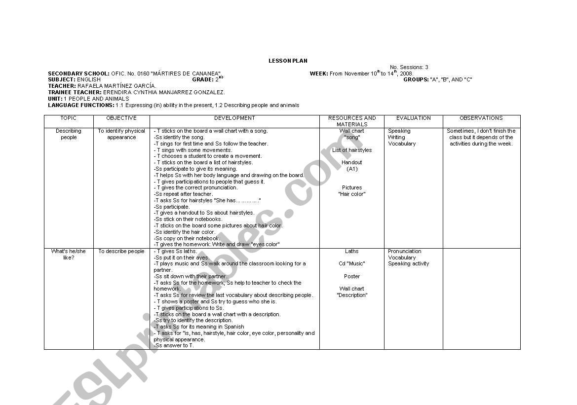 lesson plan  worksheet