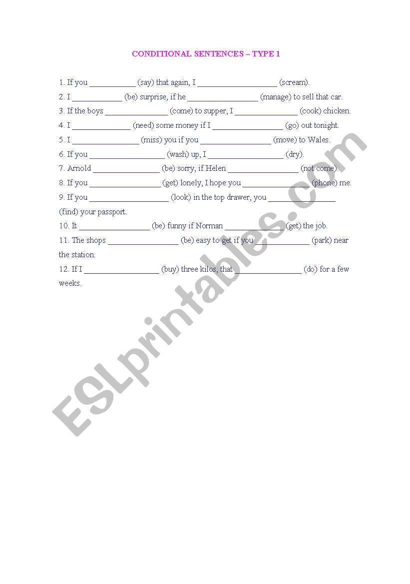 Conditional sentences - type 1