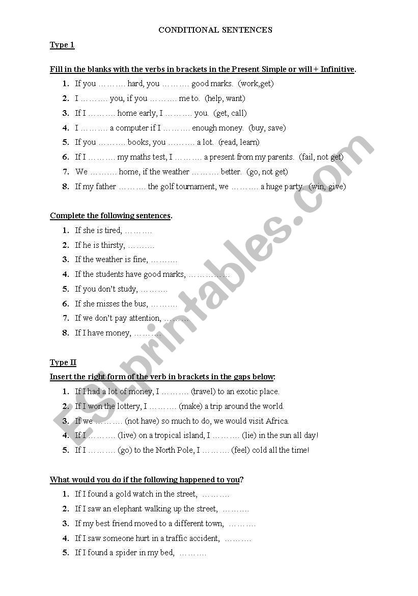 Conditional sentences - type 1 and 2