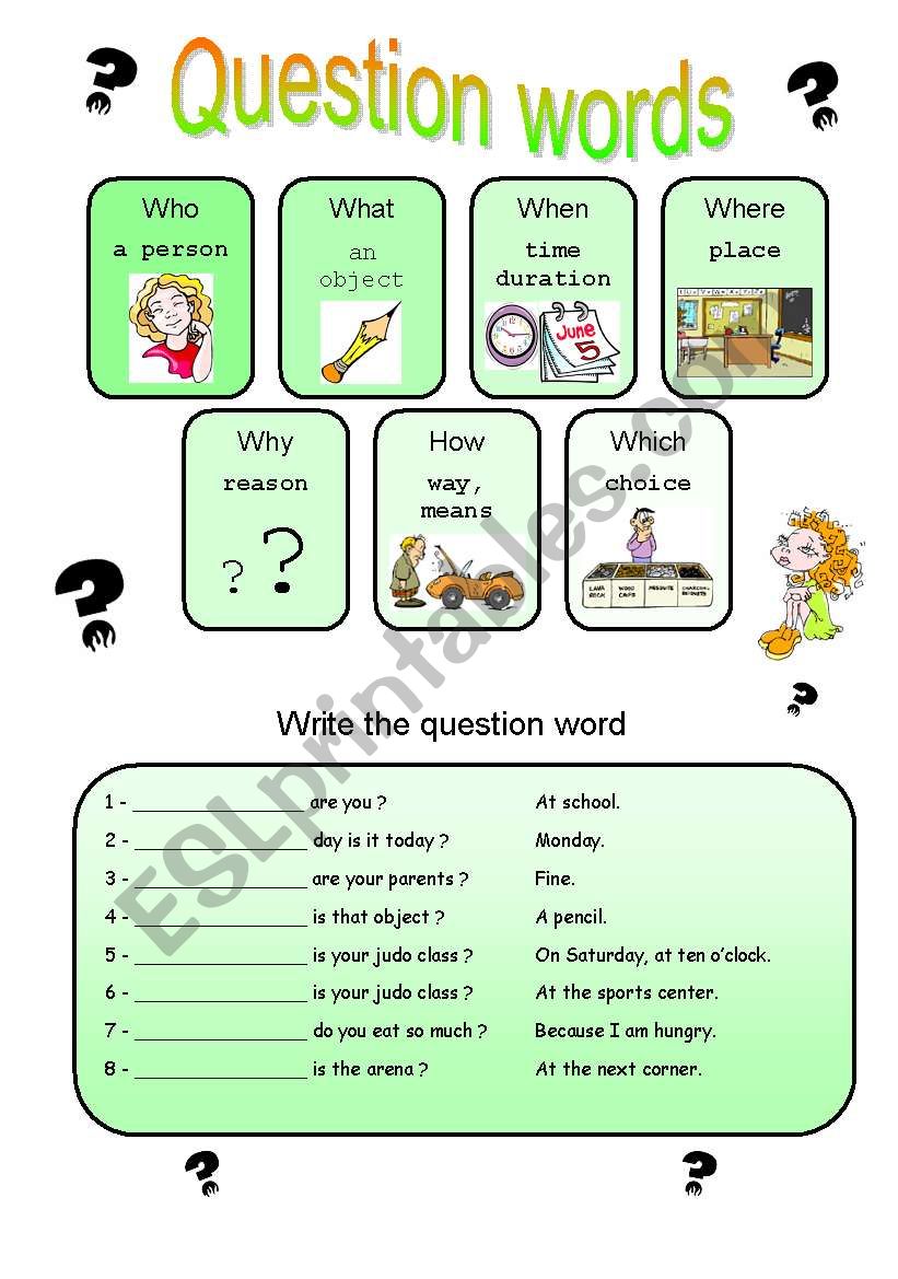 Question words worksheet