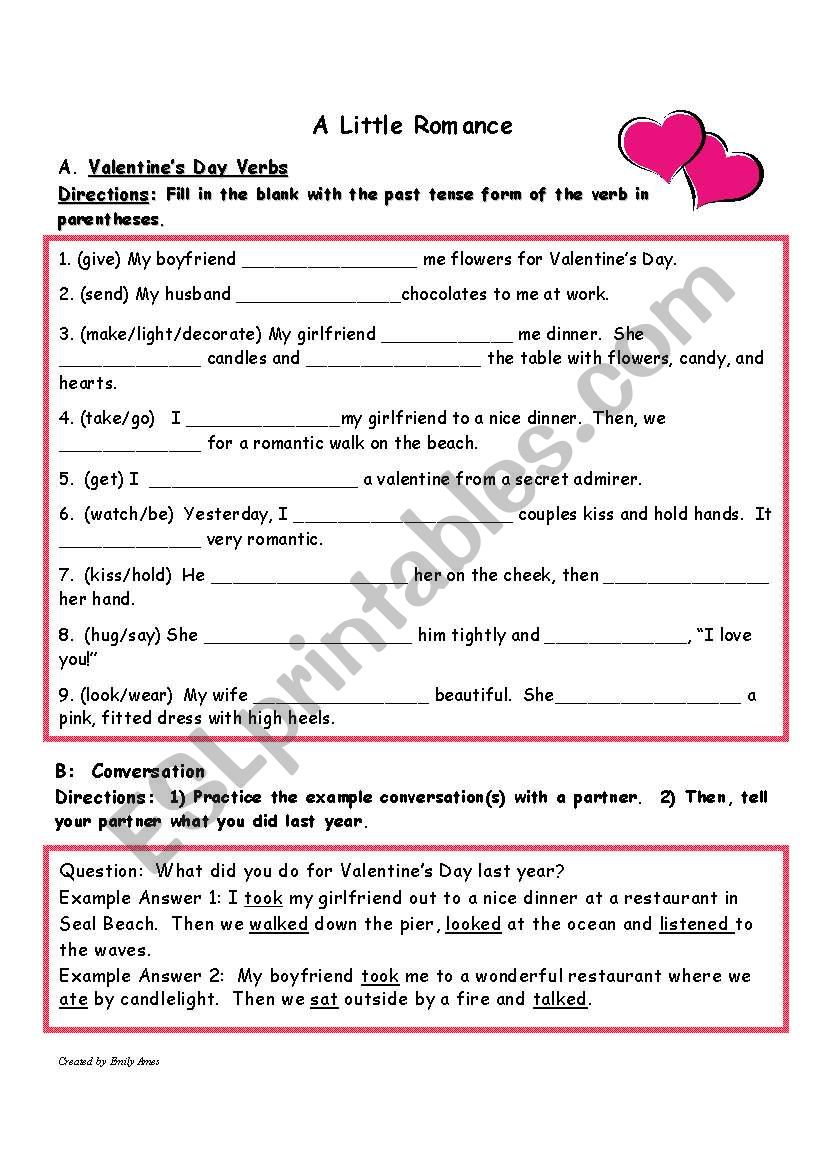 A Little Romance worksheet