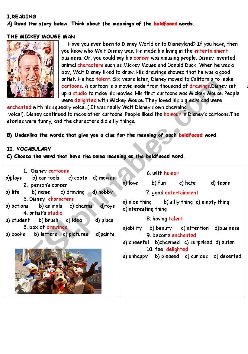 Walt Disney worksheet