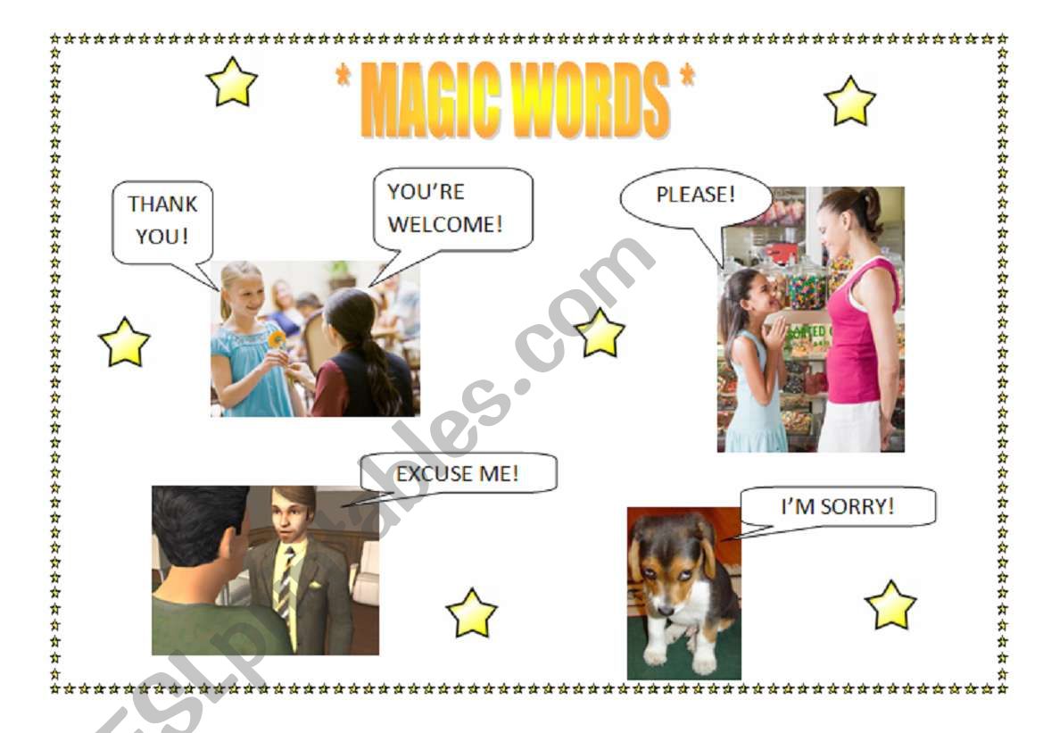 FLASH CARD - MAGIC WORDS worksheet