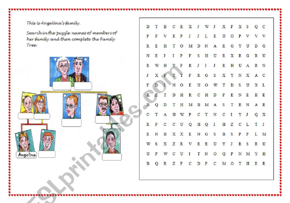 Family Tree - Crossword worksheet