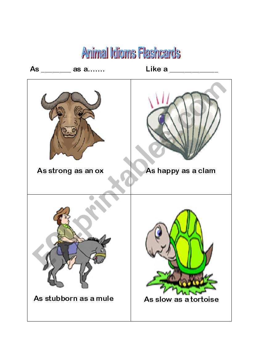Animal Idioms Flashcards worksheet