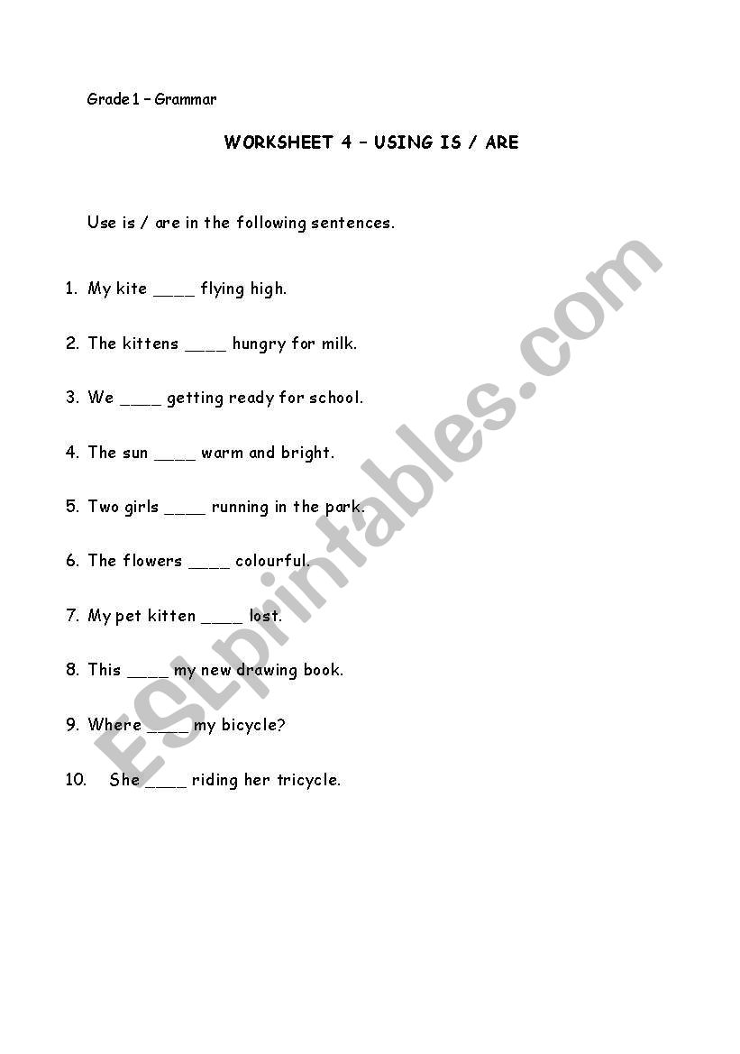 Grade 1 Grammar Worksheet worksheet