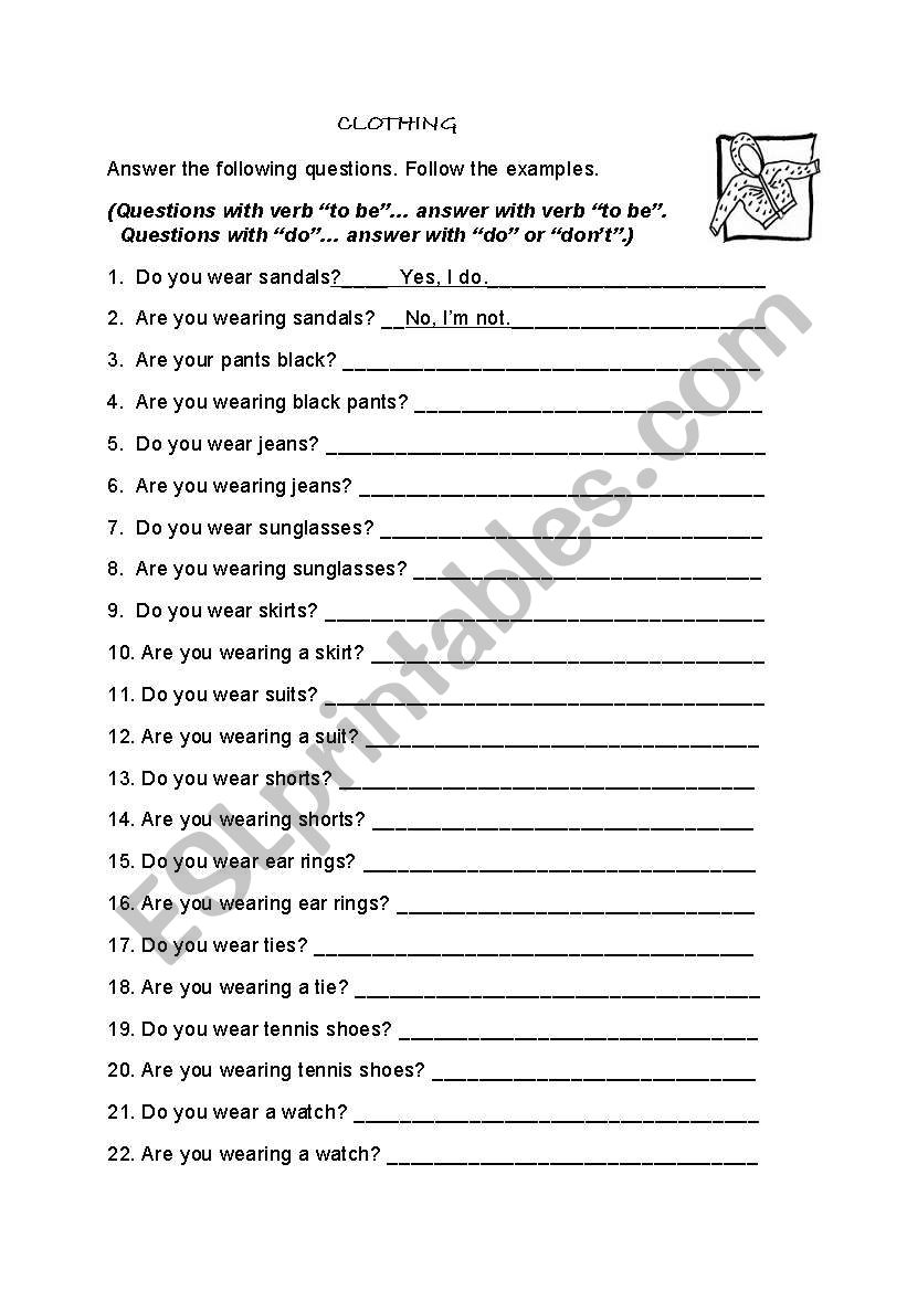 Clothing Conversation worksheet