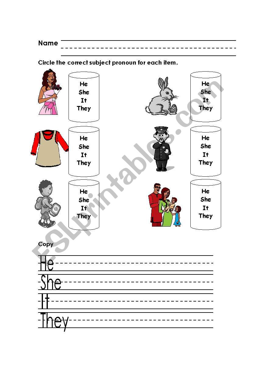 Subject Pronouns  worksheet