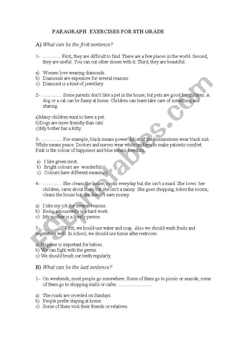 paragraph exercise worksheet