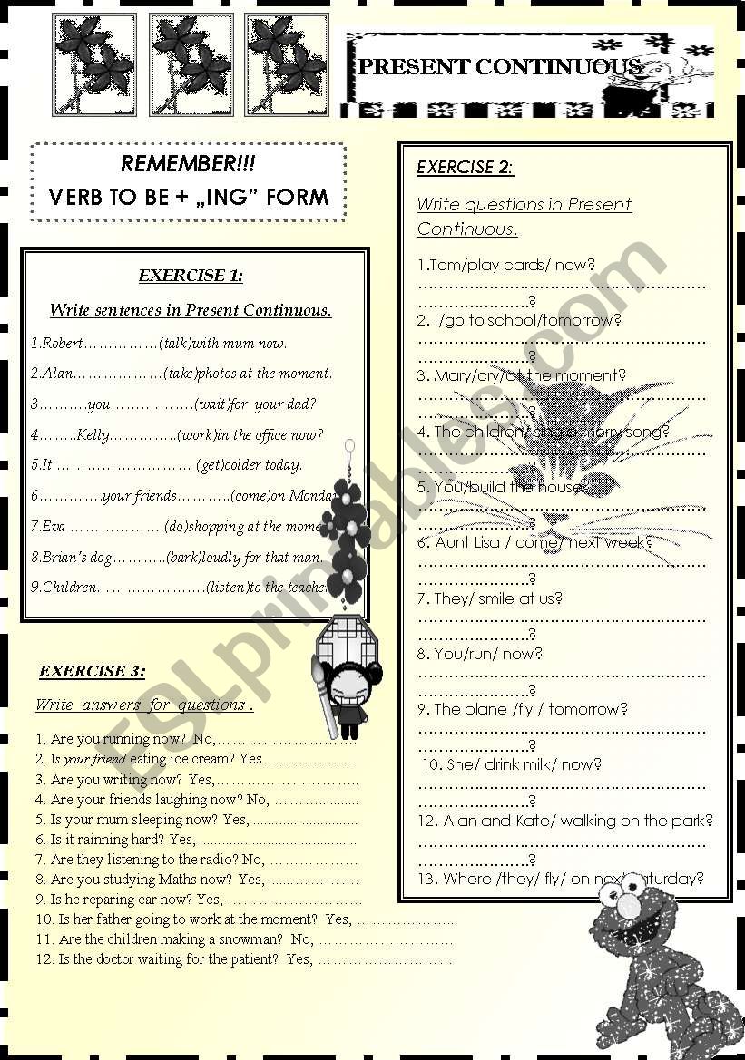 Present  Continuous B-W worksheet