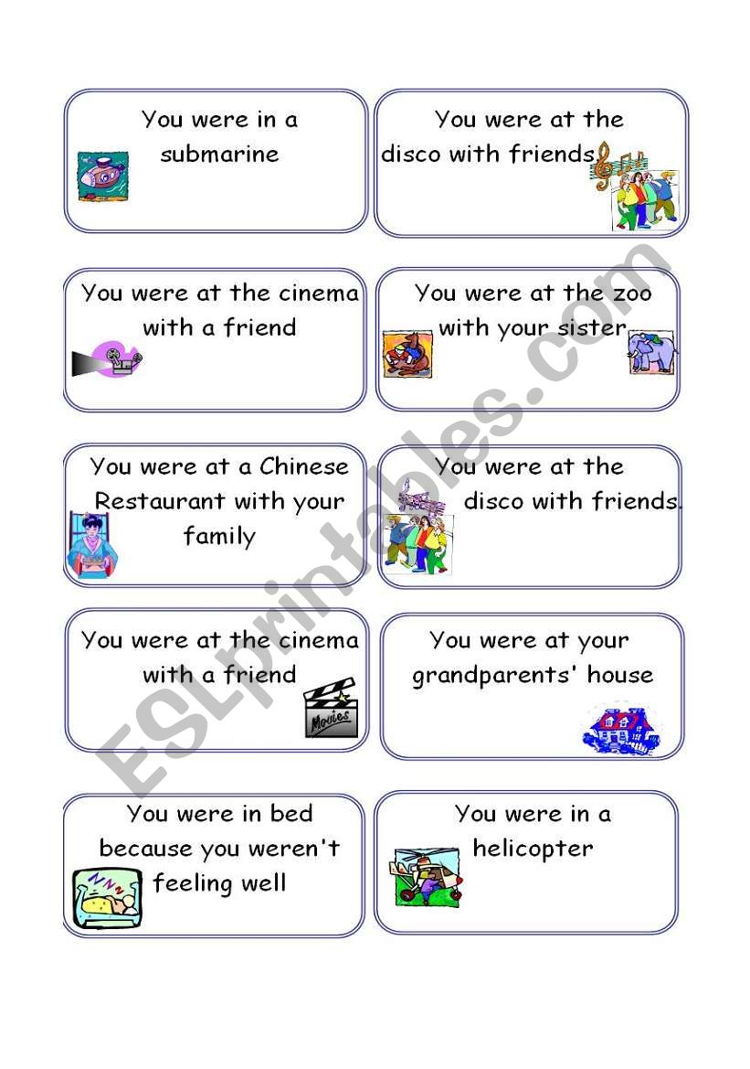 was were (part 2 - cards) worksheet