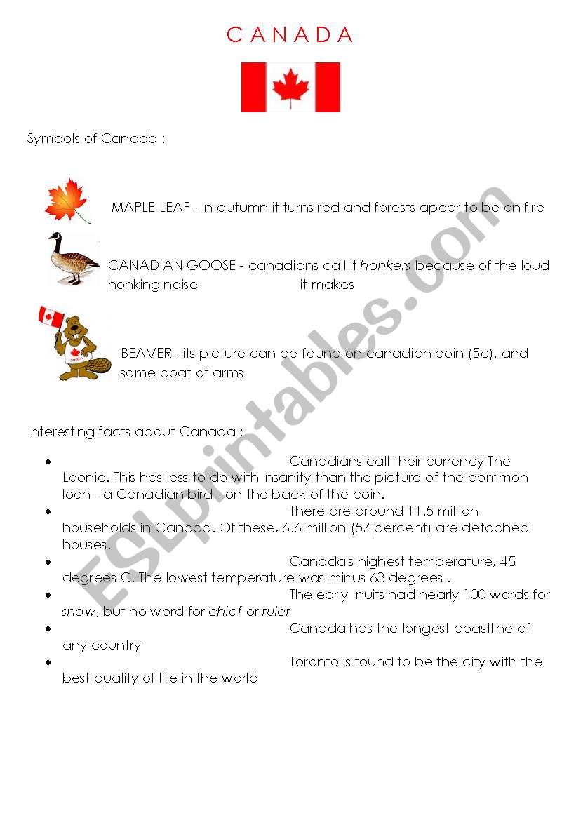 Canada -symbols and interesting facts