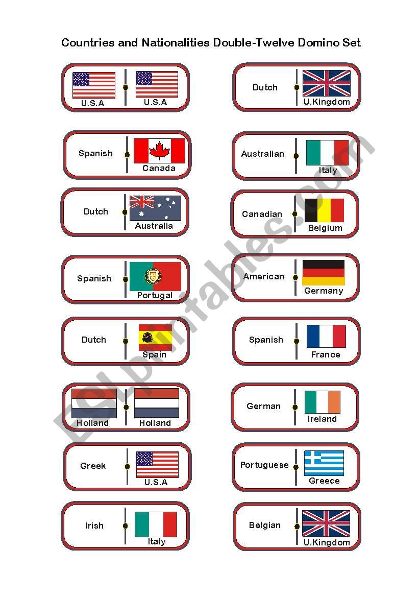 Countries and Nationalities Double-Twelve Domino Set - part 1