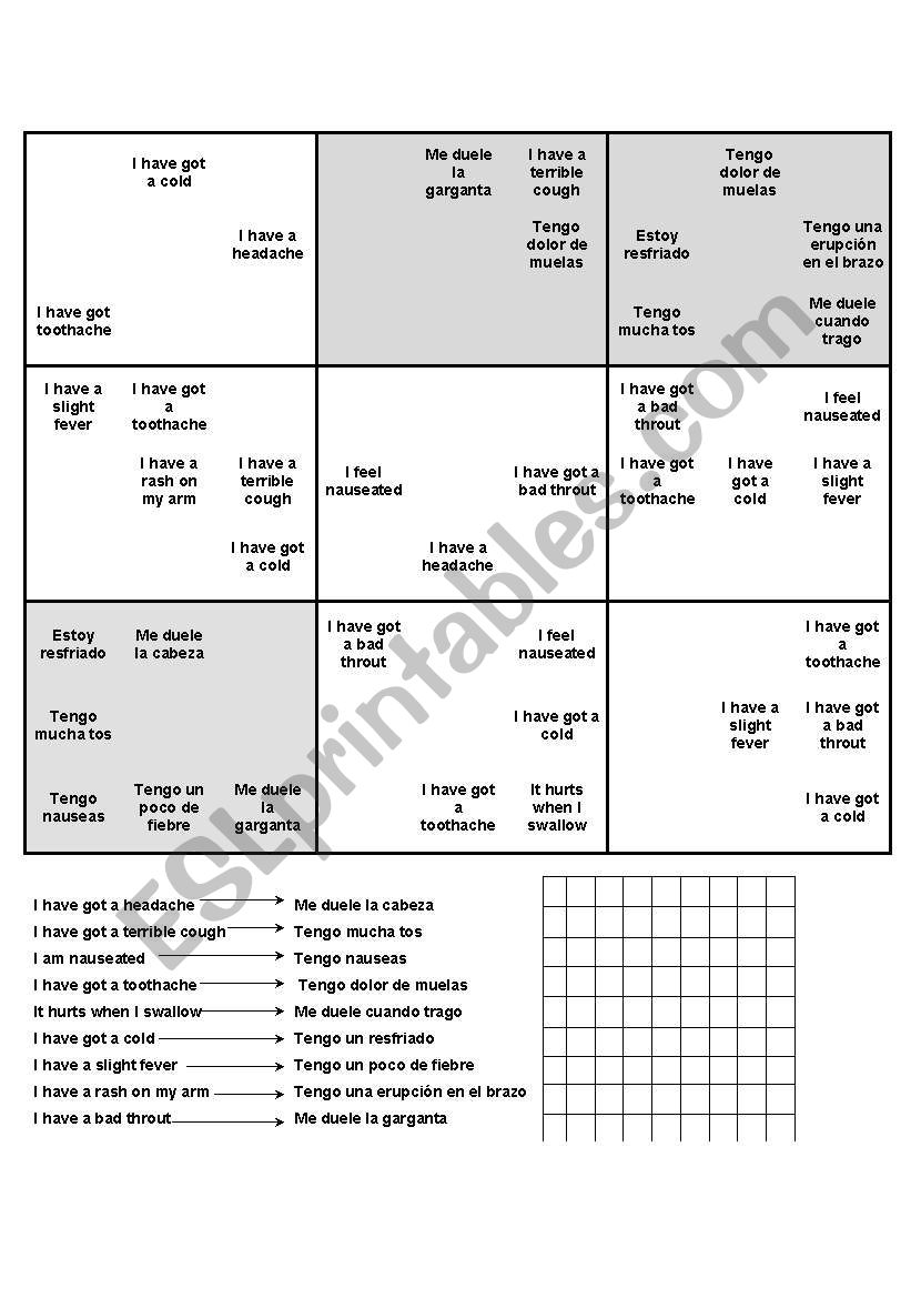 symtoms worksheet