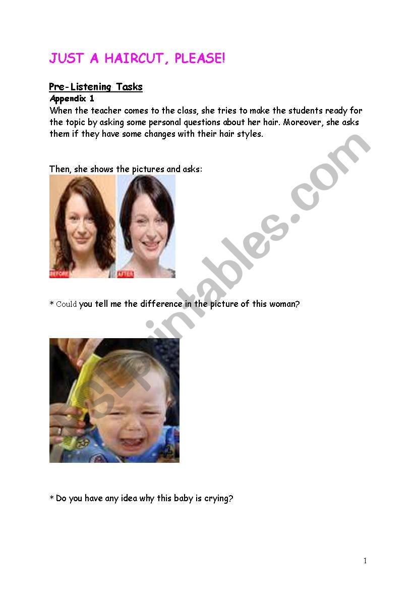 listening lesson plan ( JUST A HAIRCUT PLS) 