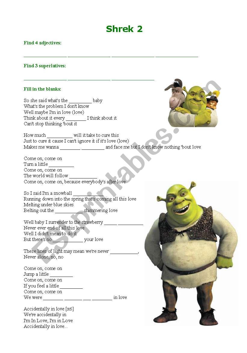 Shrek 2 - Adjectives, comparatives and superlatives