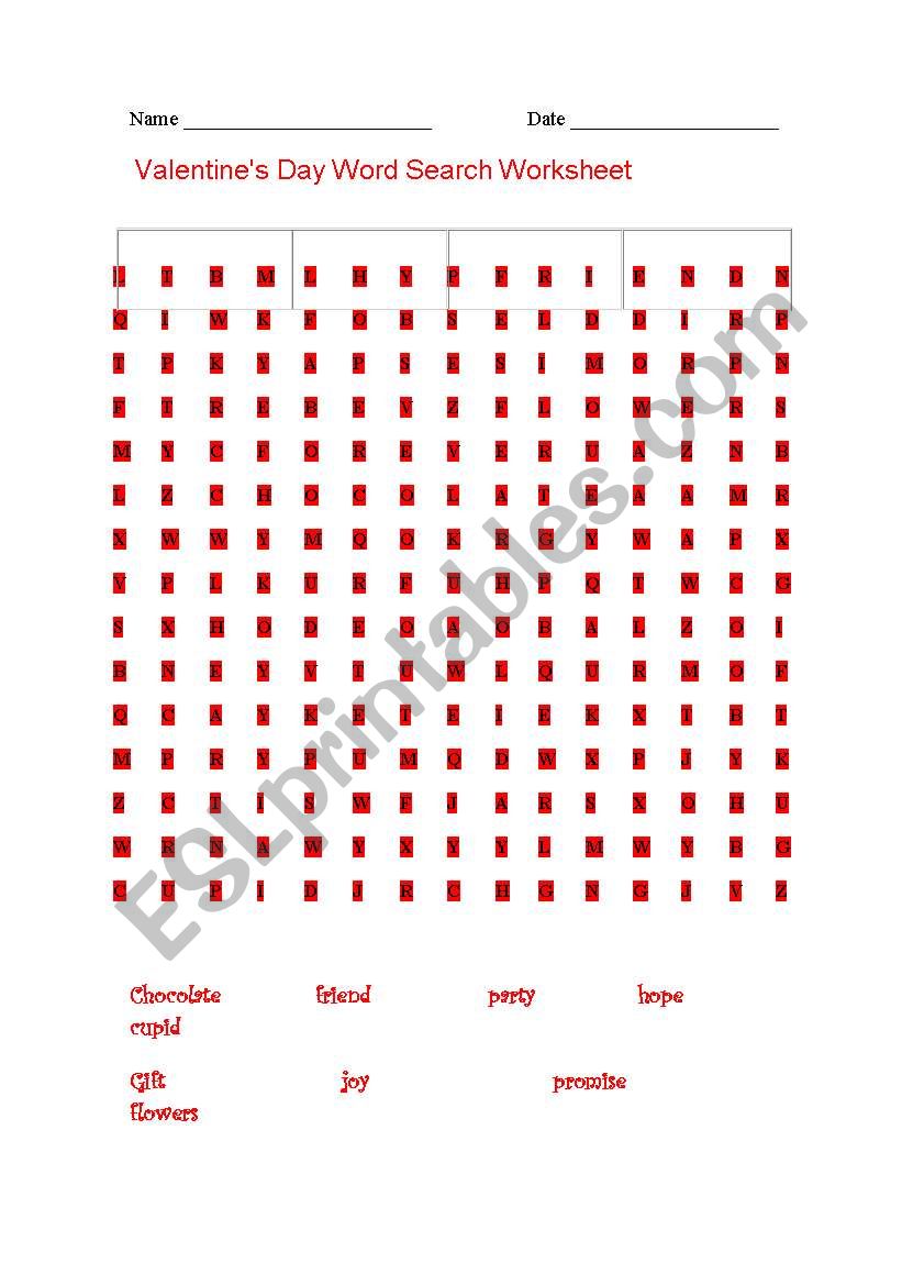 saint valentine crossword worksheet