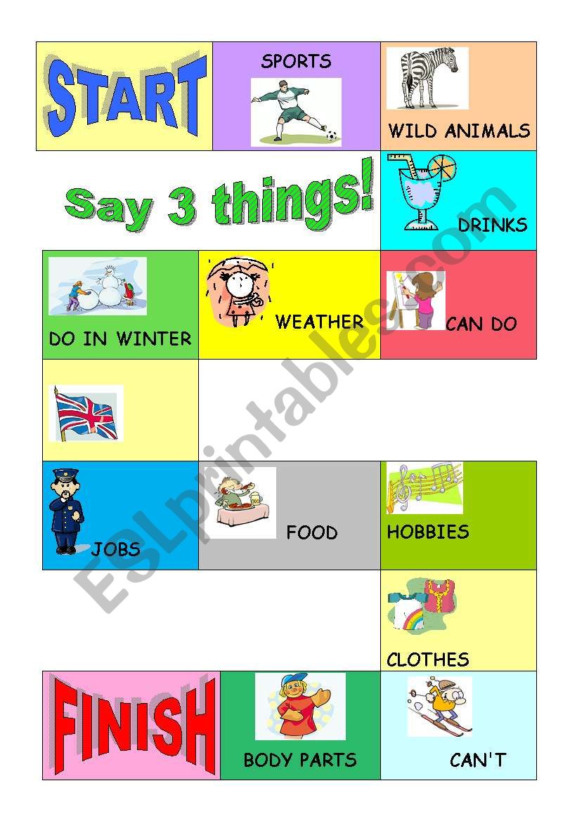 Say 3 things! worksheet