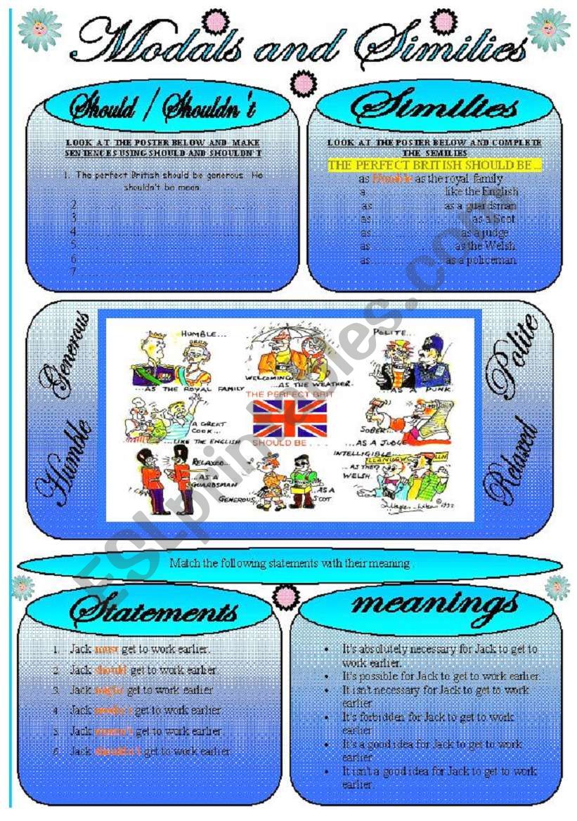 Modals and Semilies worksheet