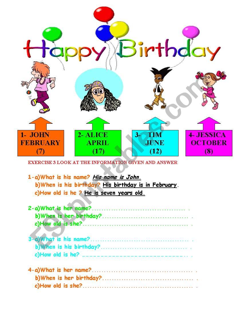 happy birthday worksheet