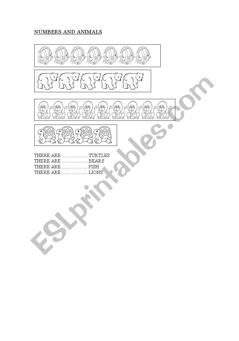 Numbers and Animals worksheet