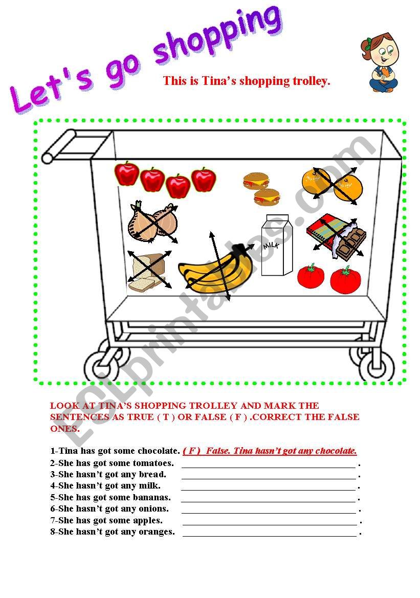 Lets go shopping worksheet