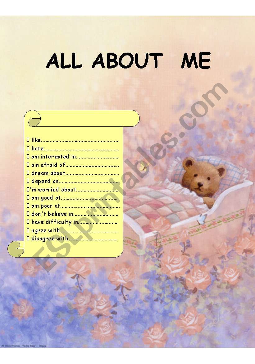 All about me_verb+preposition worksheet