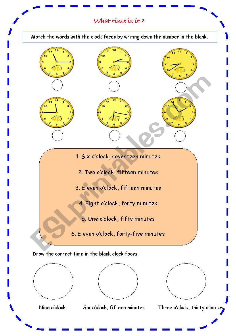 What time is it? worksheet