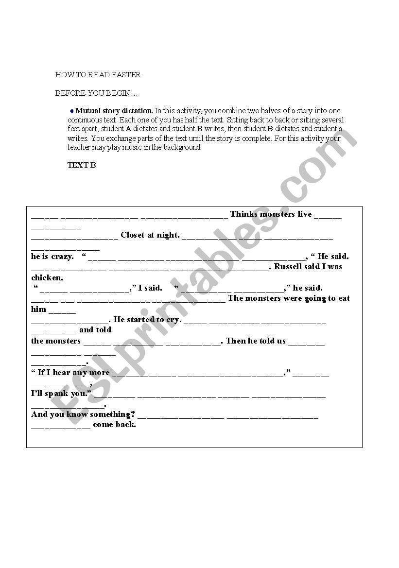 MUTUAL DICTATION PART B worksheet