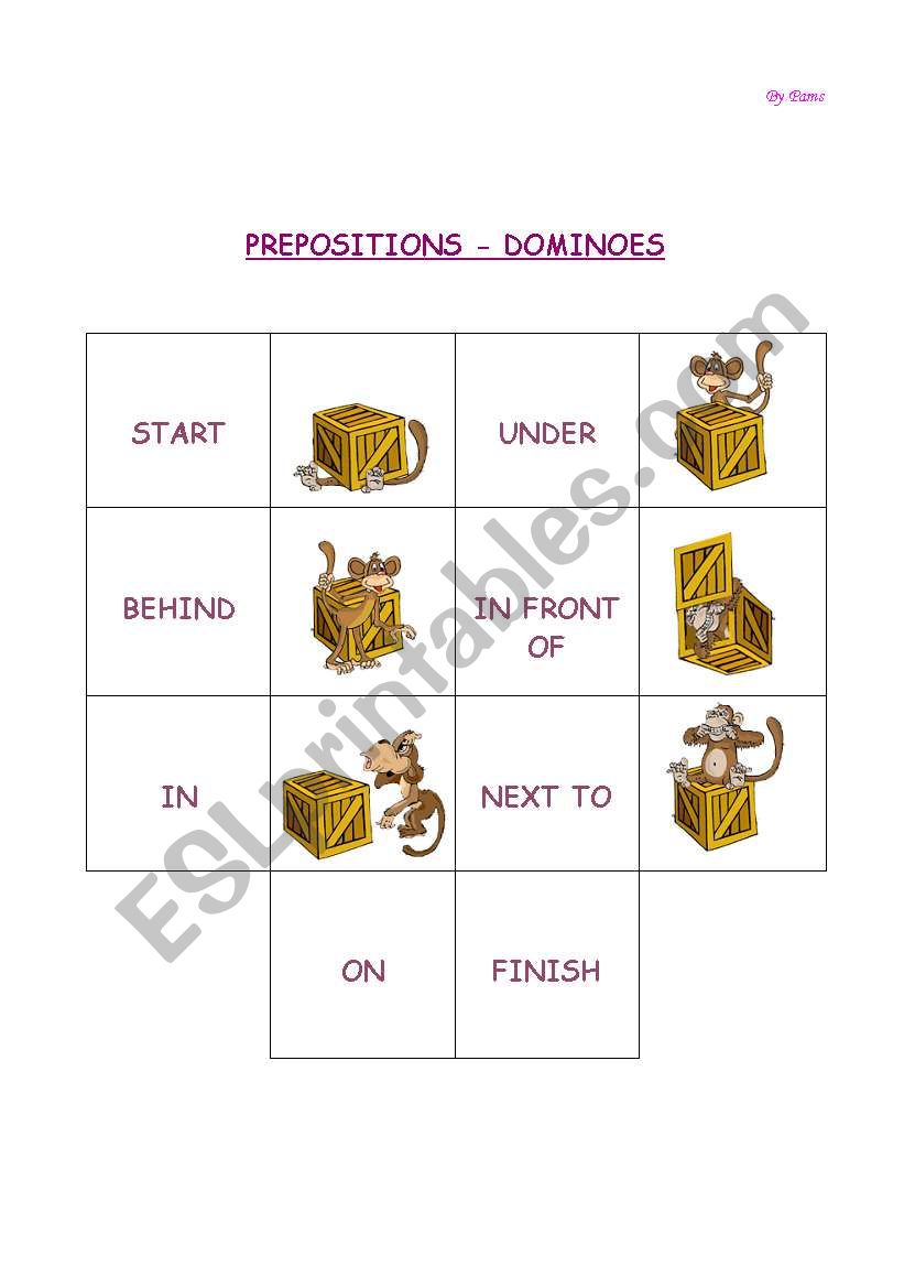 Prepositions Dominoes worksheet