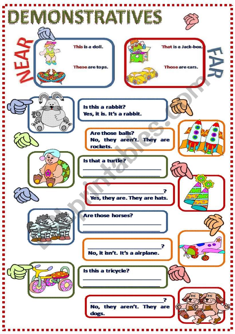 DEMONSTRATIVES AND TOYS worksheet