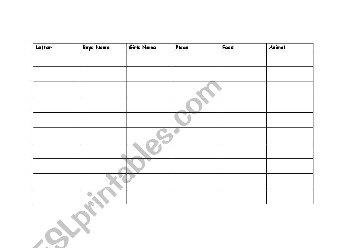 Vocabulary game! worksheet