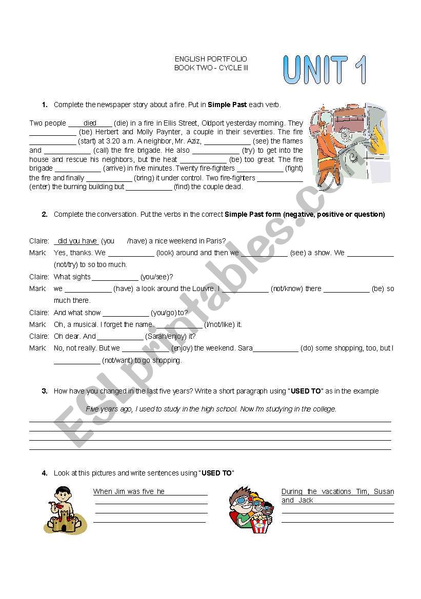 SIMPLE PAST / USED TO worksheet