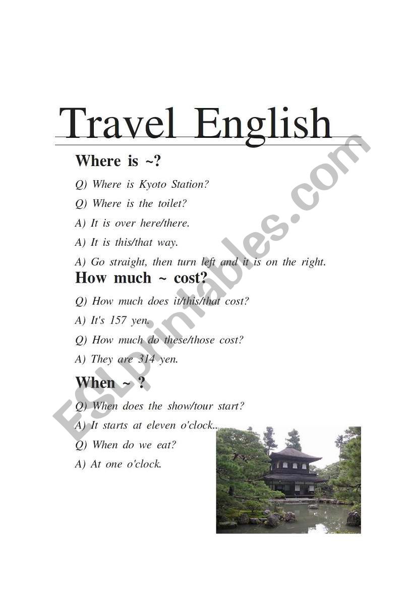 Travel English worksheet
