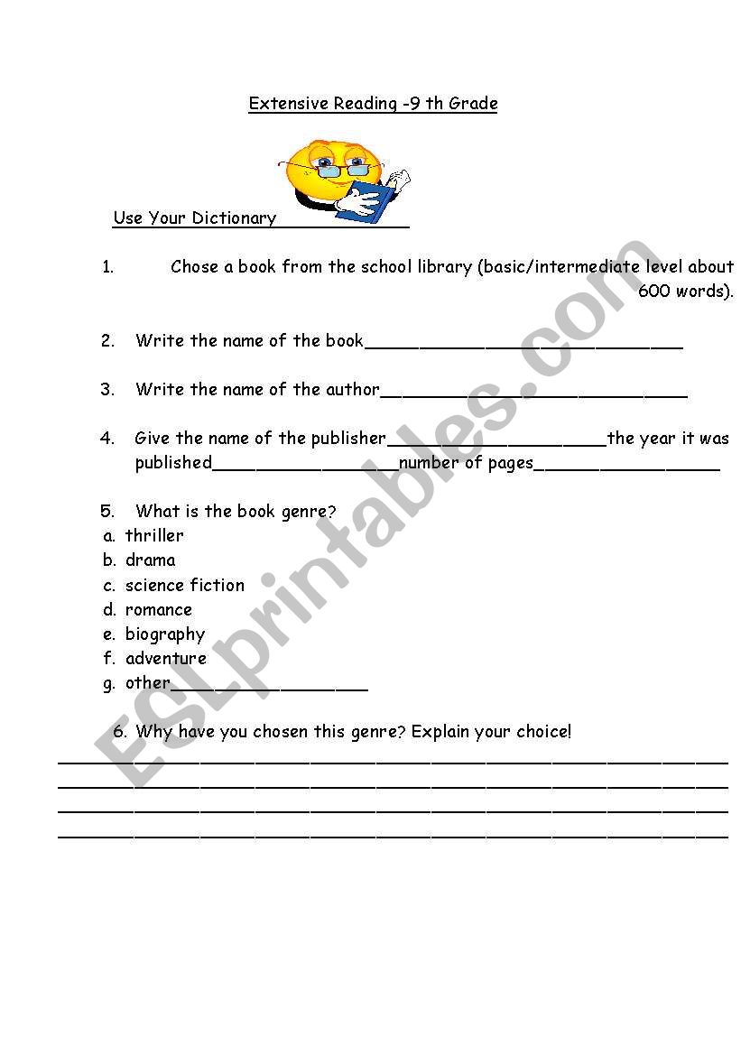 Extensive Reading worksheet