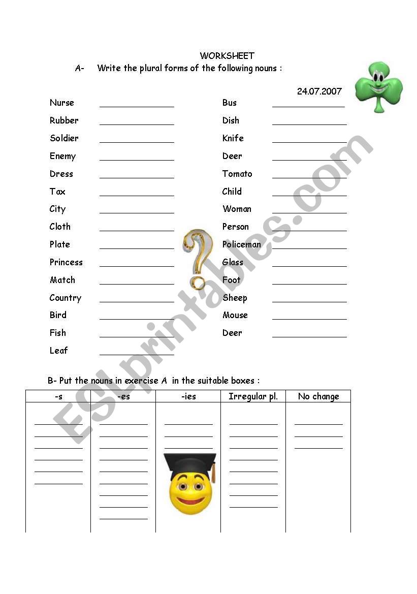 plural nouns worksheet