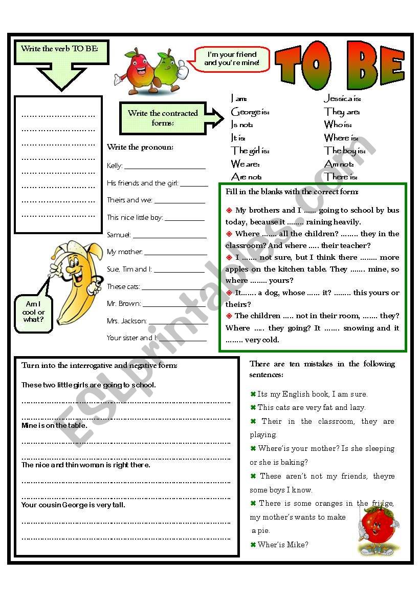 TO BE - - exercises worksheet
