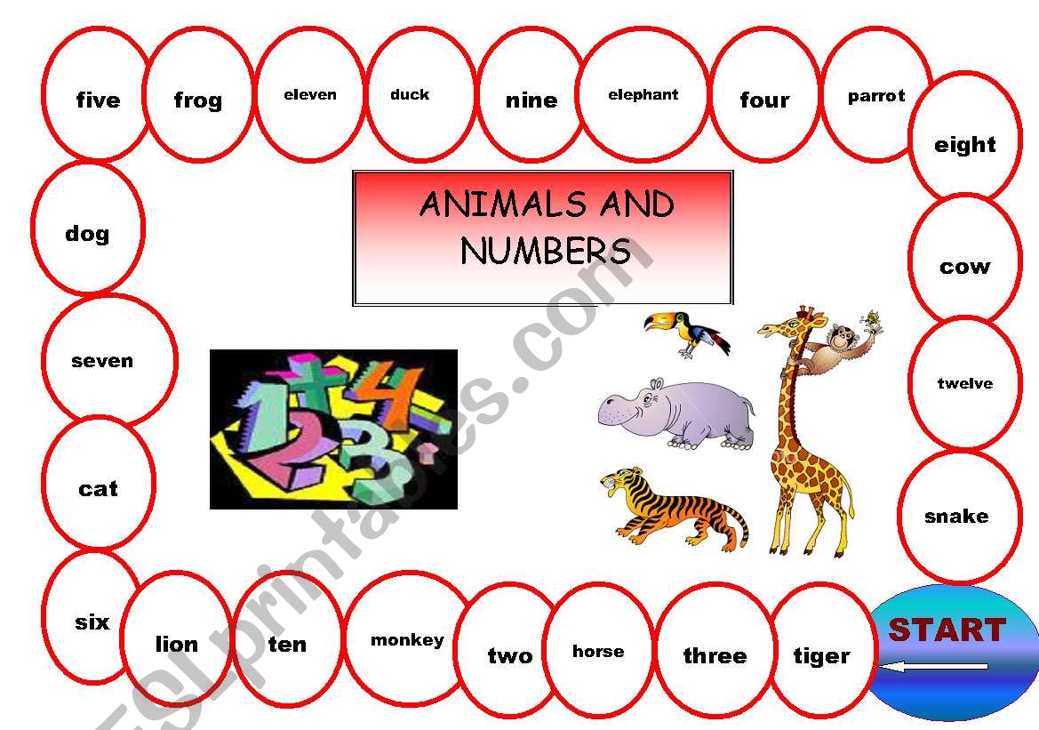 animals and numbers worksheet