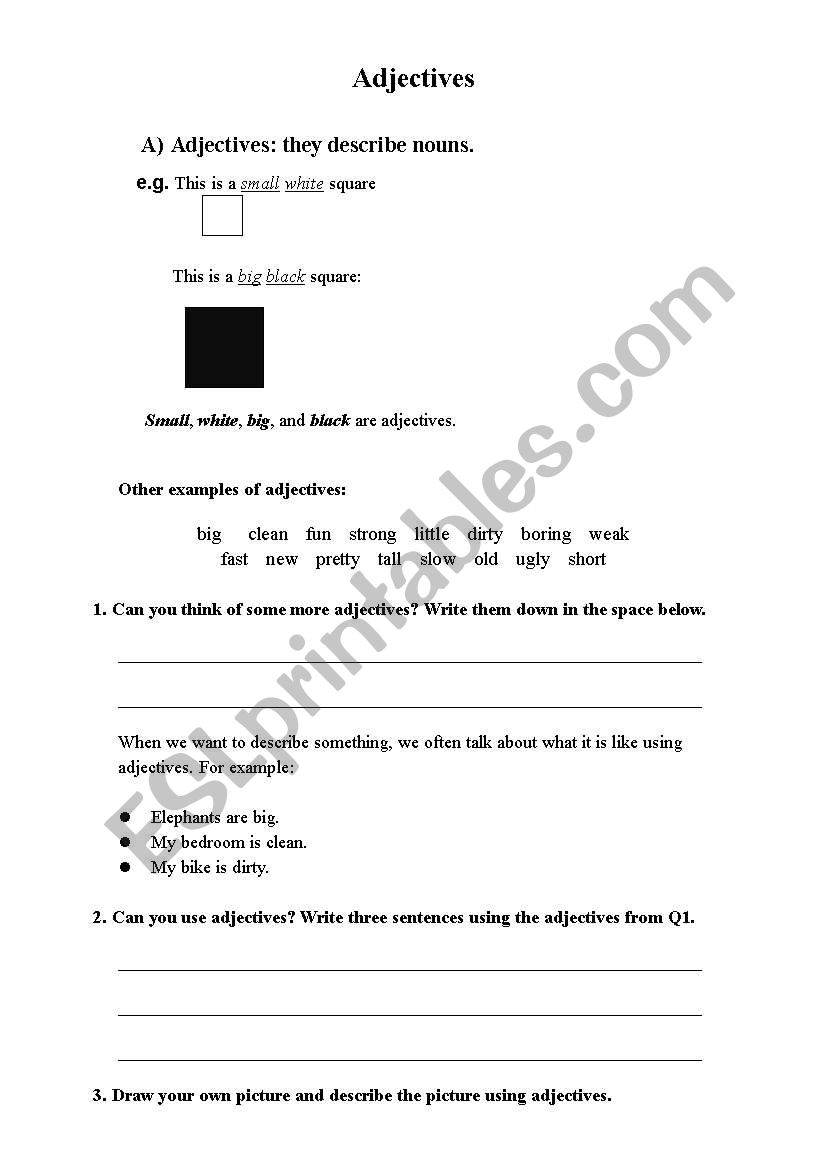adjectives and comparatives worksheet