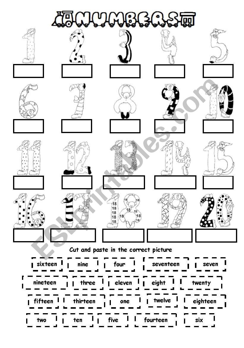 Numbers 1-20 worksheet