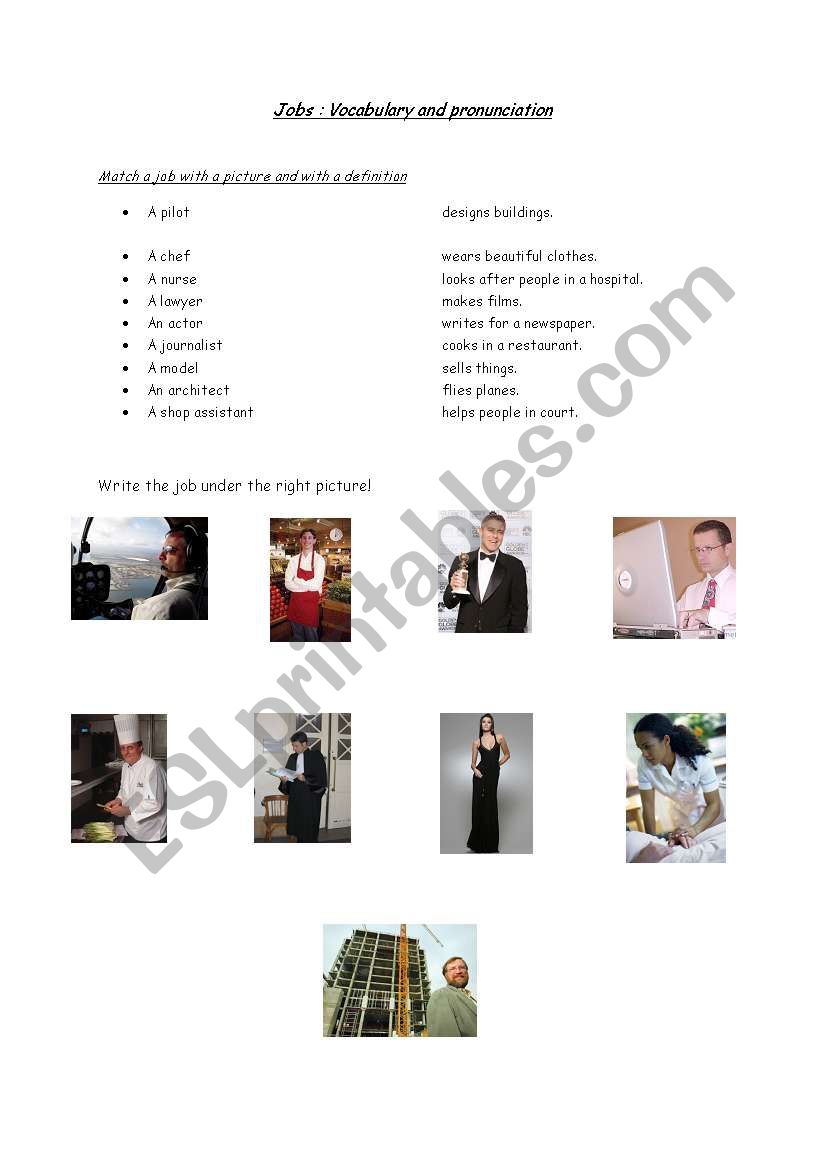 Jobs worksheet