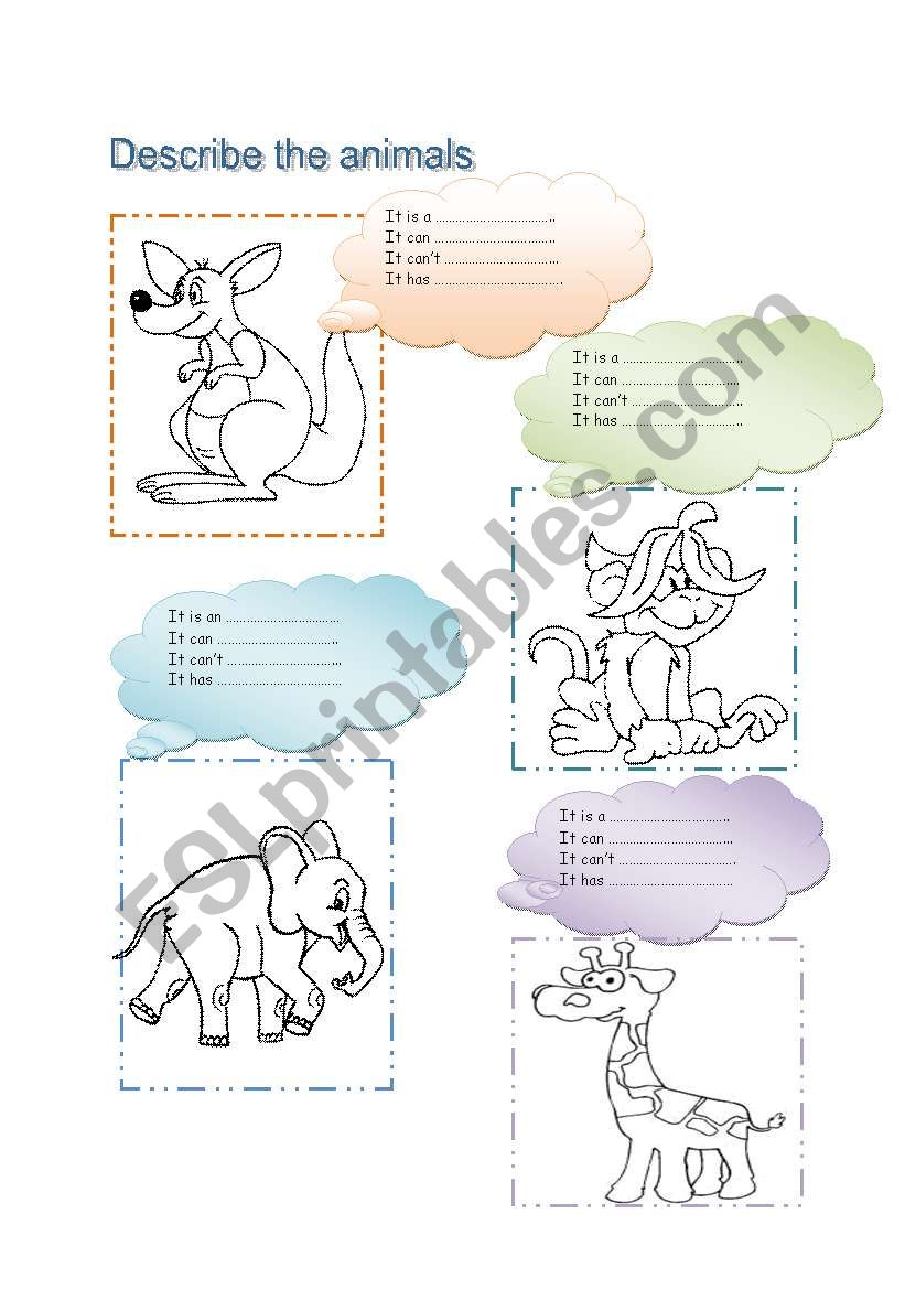 Animals worksheet