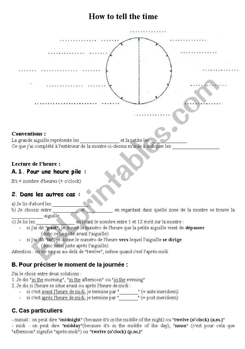 how to tell the time worksheet